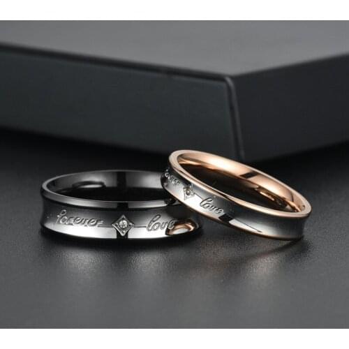 2020 Fashion Stainless Steel Couple Rings Forever Love with zircon ring For Woman Men Couple In Wedding Bridal Engagement Gift