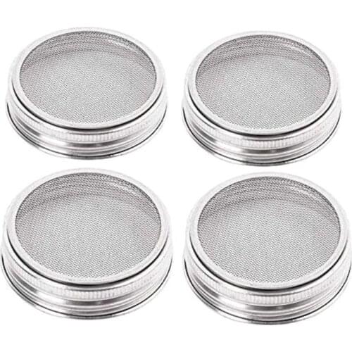4Pcs/Set Seed Sprouting Lid Stainless Steel Mesh Filter for Wide Mouth Mason Jar 831B