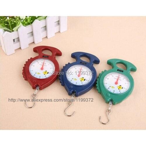 480pcs/lot 10kg Fish Shape Weighing Hanging Scale Handheld Numeral Pointer Spring Balance with retail package