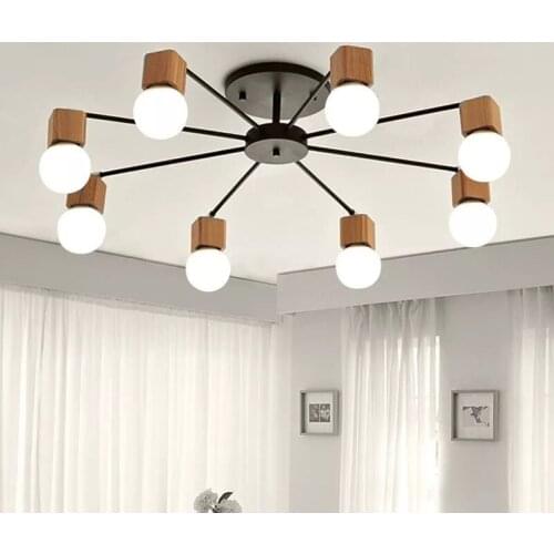Modern Retro Chandelier for Kitchen Bedroom Hanging Antique wood Chandelier American Style wrought iron lamp LED E27 lighting