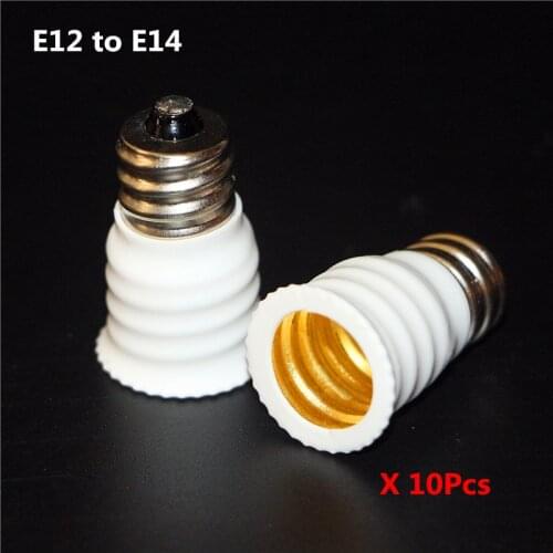 10Pcs/Lot E12 to E14 White Color Fireproof ABS Material Lamp Holder Converter e12 - e14 High Quality LED Bulb Light Adapter Base