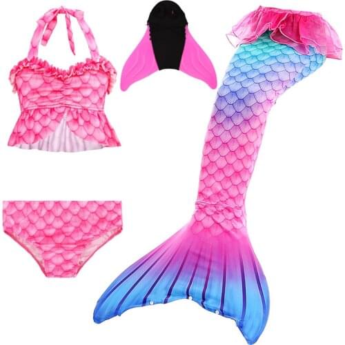 NEW Children Mermaid Tail Beautiful Mermaid Tails with Monofin for Kid Girls Costume Swimmable Swimsuit with Bikini Flipper