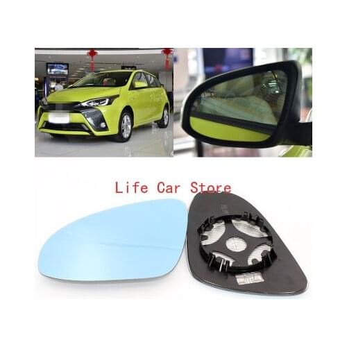 For Toyota YARiS L wide-angle Side View Door Mirror Blue Glass With Base Heated 2PCS