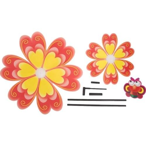 Double Layer Flower Windmill Wind Spinner Pinwheel Kids Toys Yard Garden Decor Y4UD