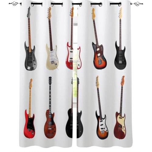Guitar Electric Metal Music Curtains for Living Room Bedroom Modern Home Decoration Window Curtain Kids Room Home Supplies