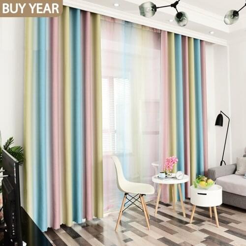 Simple European curtains for Living Room Stripe Blackout Curtains for Bedroom Chiffon Terylene for dining room Curtain Yarn
