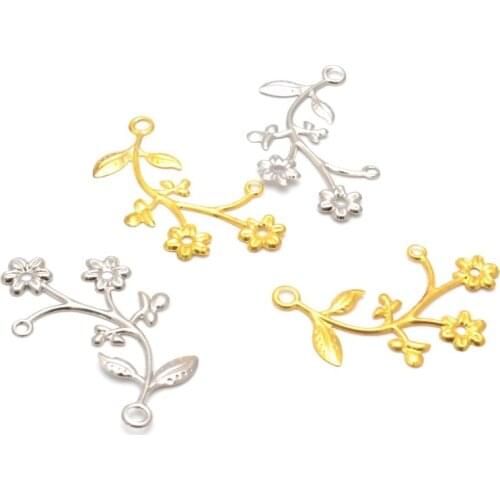 10Pcs Filigree Flower Wraps Connectors Embellishments Gift Decoration DIY Findings 48x27mm