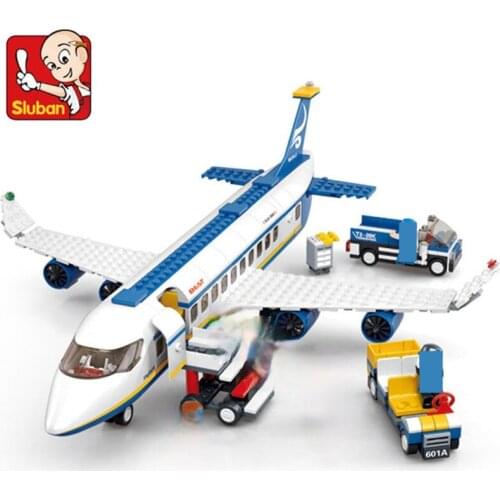 Sluban 0366 463Pcs City Airport Airbus Aircraft Airplane Plane Brinquedos Avion Building Blocks Bricks Toys for Children