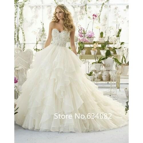 Sweetheart Country Western Princess Style Ivory Organza Crystal bridal Gown 2018 vestido de noiva mother of the bride dresses