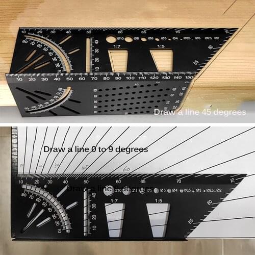 Multifunctional Angle Ruler 45 90 Degree Aluminum Alloy Accurate Woodworking Square Angle Ruler Marking Gauge Carpenter Tool