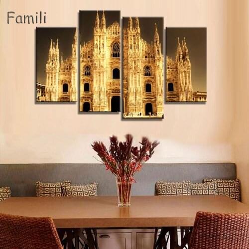Nightlight In Italy Canvas Painting Wall Art Landscape 4 Pieces Prints Home Decor Picture Panels Poster For Linving,decoracion