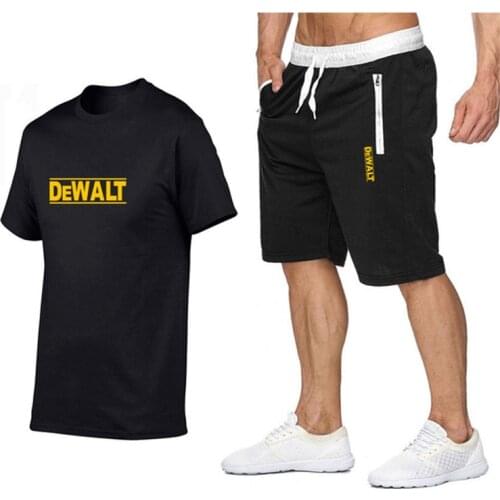 2021 new cotton mens T-shirt + sports shorts suit summer high-quality cotton T-shirt sports running wear fitness suit set