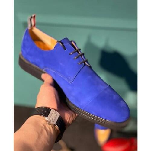 New arrival casual shoes for men lace up fashion genuine leather jewelry blue men shoes casual shoes