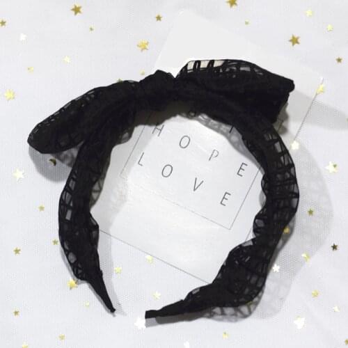 Lei silk gauze hair hoop Three-dimensional wave big bow wide-brimmed headband Sweet temperament lattice card