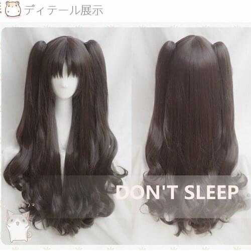 Game Fate/Stay Night Rin Tohsaka 80cm Long Curly Brown Ponytail Heat Resistant Hair Cosplay Costume Wig + Track + Wig Cap