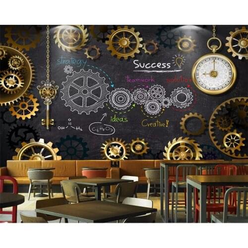 Beibehang Customized modern European and American industrial wind vintage cement wall gear bar background wall papers home decor