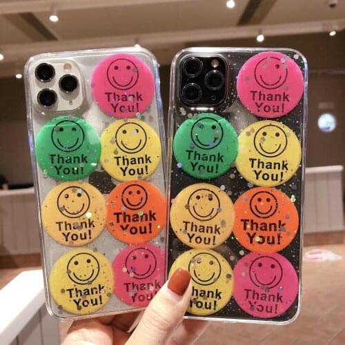 Transparent Bling Phone Cases for Iphone Xs 11 Pro Max Xr X 8 7 Plus Cute Smile Face Back Cover for HuaWei P30 Mate 30 P40 Pro