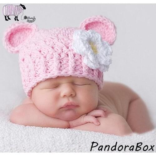 Newborn Photography Props Christmas Crochet Hat Infant Baby Boy Girl Stripe Flower Knit Hat Cap Outfits Photo Shoot Baby Gift