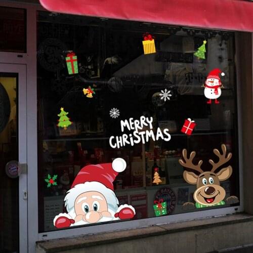 Merry Christmas Wall Window Glass Stickers Decals Santa Murals New Year