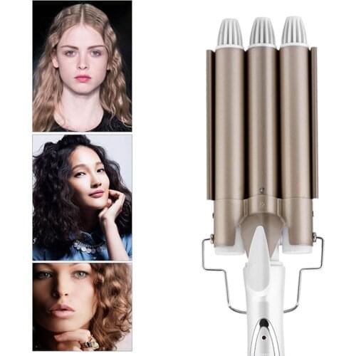 Professional Curling Iron 3 Barrels Big Wave Iron Curling Ceramic Hair Curling One Step 3 Wave Tongs Styling Tool Fast Heating