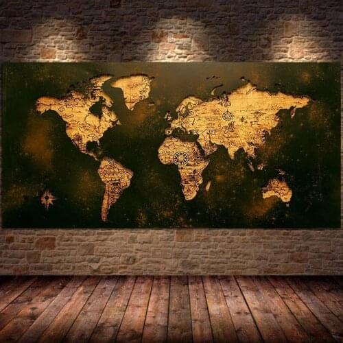 Modern World Map Picture Reliable Canvas Painting Art Living Room Posters and Prints Wall Art Bedroom Office Home Decor Cuadros