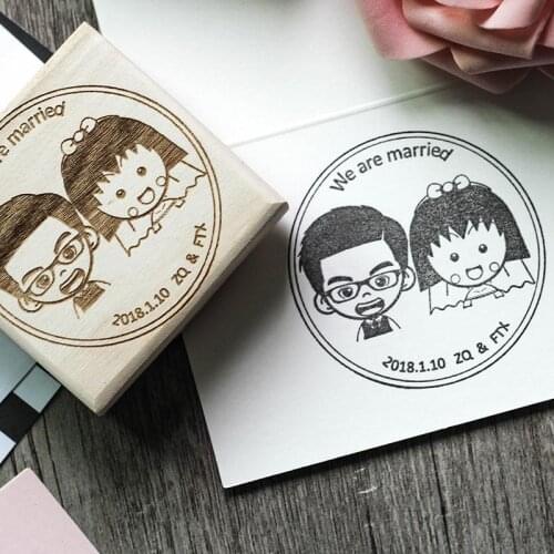 Wedding Stamp Marry Married Gifts Chop Cartoon Sketch Couple Character Avatar Photo Stamp Invitation Card Stamps Portraits Seals