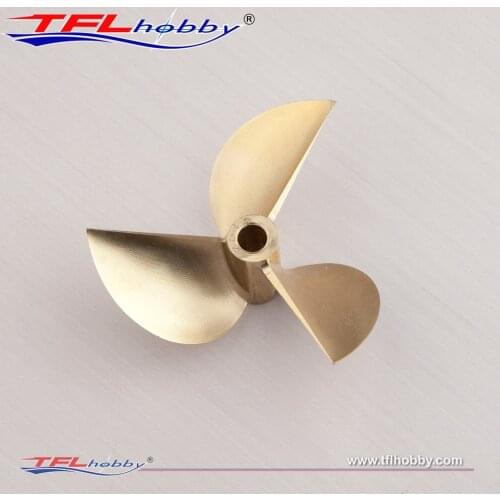 TFL Hobby CNC Machined 70mm 7016 Brass 3-Blade Propeller Pitch=1.6 Aperture=6.35mm for RC Gas Boat FSR-OX2