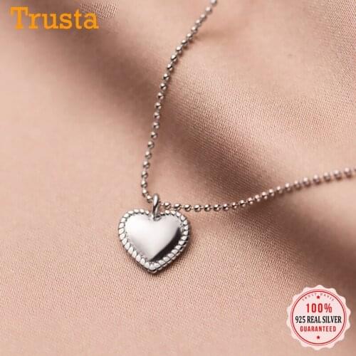 Trustdavis Real 925 Sterling Silver Fashion Romantic Heart Love Pendant Beads Chain Clavicle Necklace For Women Jewelry DA1795