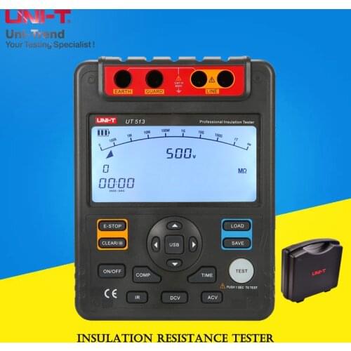 UNI-T UT513 Insulation Resistance Tester; 5000V digital megger / Data storage / USB interface / overrange alarm