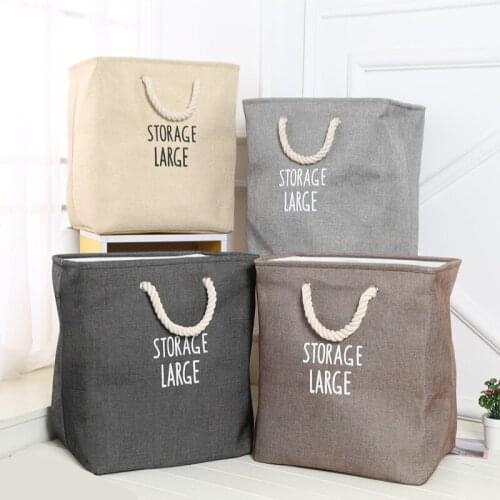 Waterproof Storage Bag Box Laundry Basket with Handle Linen Cosmetic Makeup Organizer Storage Basket Makeup Storage Box