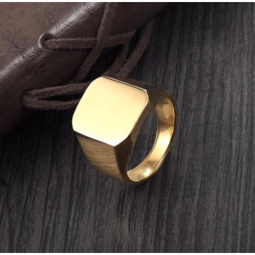 Hight Quailty Simple and Stylish Square Stainless Steel Ring Glossy Ring Single Ring Mens Silver Ring Birthday Gift