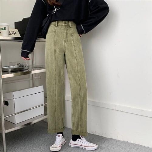 2021 New Plus Size Tooling Straight Jeans Women Retro High Waist Boyfriend Mom Denim Pants Streetwear Jeans Maxi Loose Chic