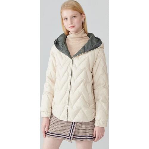 2021 Winter Women New Korean White Duck Down Jackets Literary Knitting Contrast Color Double Layer Hat Down Coats Female Outwear