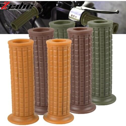 1pair Motorcycle 7/8'' Retro Rubber Handlebar Hand Grip For Yamaha Ducati Suzuki Kawasaki Triumph Cafe Racer Bobber Custom