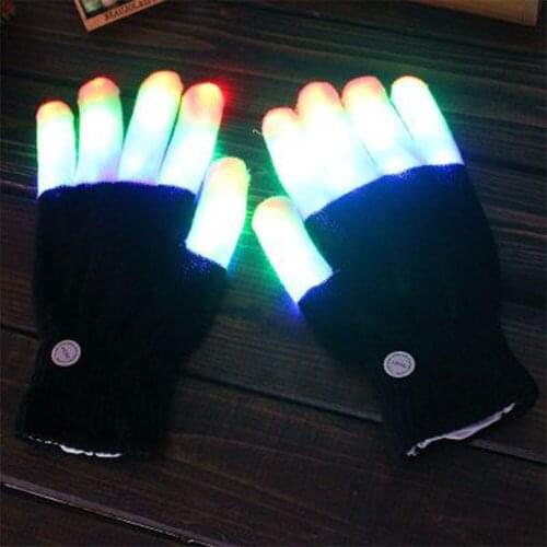 1pair Glowing Gloves LED Black White Gloves Inger Tip Lighting Cycling Gloves Creative Gloves Outdoor Sports Gloves