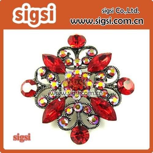 100pcs Wholesale red crystal acrylic metal fashion Rhinestone Brooch pin