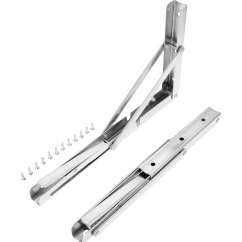 2 set Folding Stand Table Brackets 8/ 12/ 16 Inch Silver for Wall Bookshelf Exhibition stand folding Tables Hardware Accessories