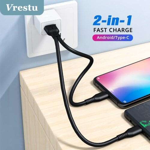 2 in 1 USB Type C Micro USB C Splitter Cord Charging Cable 2 USB C Device Charger Cabo 2 Micro Tipo Y Splitter Phone Charge Wire