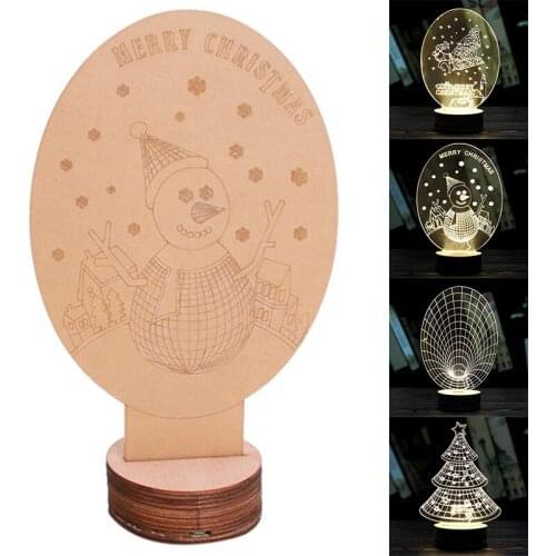 DIY 3D USB Night Light Lamp Snowman Christmas Tree Elk Bedroom Home Decor