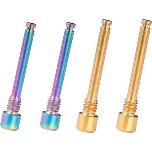 4 Pcs M4 Titanium Bolts for Bicycle Disc Brake Pad Threaded Pin Inserts Screw, 2 Pcs Dazzle Color & 2 Pcs Golden