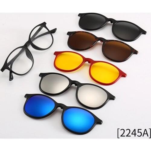 Sport Outdoor 5 Pack Magnetic Polarized Sunglasses Night Vision Clip on Glasses