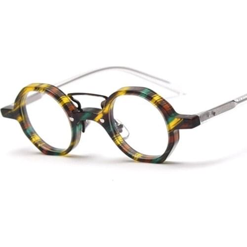 80132 Acetate Handmade Round Glasses Frame Men Women Optical Fashion Computer Eyeglasses