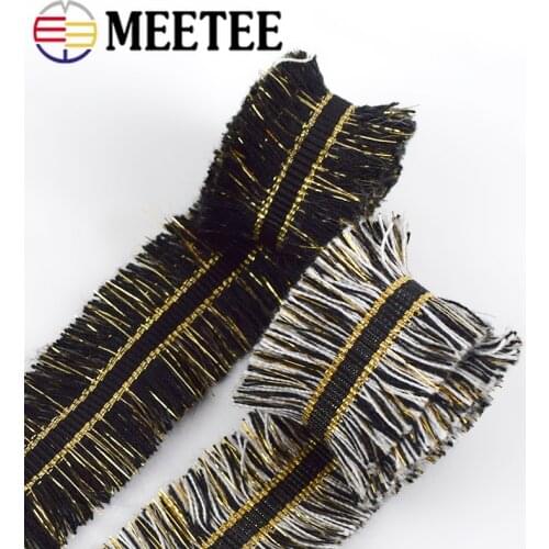 8Meters 3cm Gold Black Tassel Lace Trims Ribbon DIY Curtains Clothes Fringe Laces Fabric Decoration Material Sewing Accessories