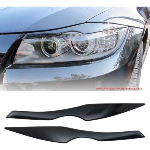 AU04 -Black Headlight Lid Eyebrow Headlight Eyelids Decoration for-BMW E90 3 Series 320I 330I 335I 2005 - 2012