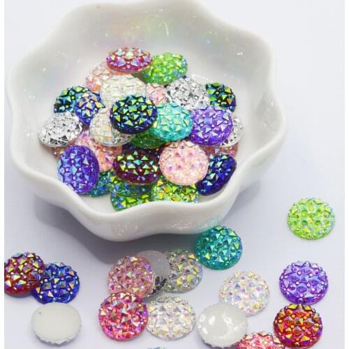 Glitter 12mm 40pcs Cameo Jewelry cabochons Epoxy resin Flatback Accessories Supplies Wholesale Supplies