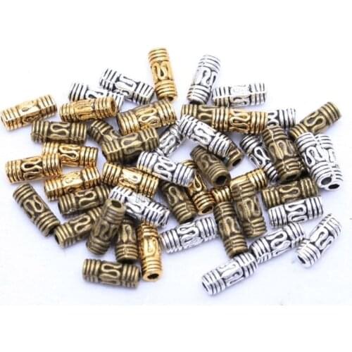 50pcs/lot Column Tube Space Beads For Jewelry Making Silver Gold Bead European Charms Bracelets DIY Jewelry Accessories 8x3mm