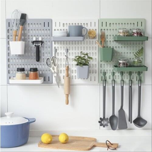 Decorative Wall Shelf Mounted Storage Rack Hole Board Display Rack Storage Box Kitchen Bathroom Shelf Stationery Wall Organizer