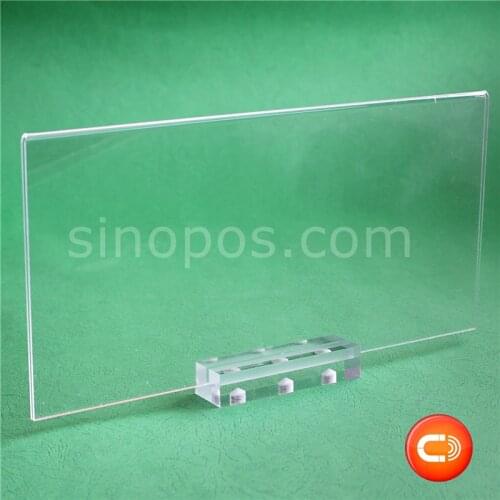 Magnetic Base Acrylic Sign Holder Desktop Stand, clear plastic frame price tag card poster shelf table counter magnet displays