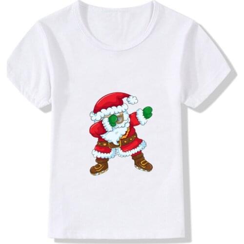Kids Merry Christmas Dabbibg Santa Clause T Shirt Children Cute Tshirt Boys Girls Tops Family Look Clothes Present
