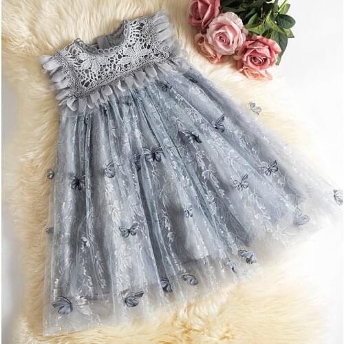 Princess Dress Kid Girls Lace Tutu Birthday Party Kids Sleeveless Embroidery Vestidos Baby Clothes Children Causal Summer Dress